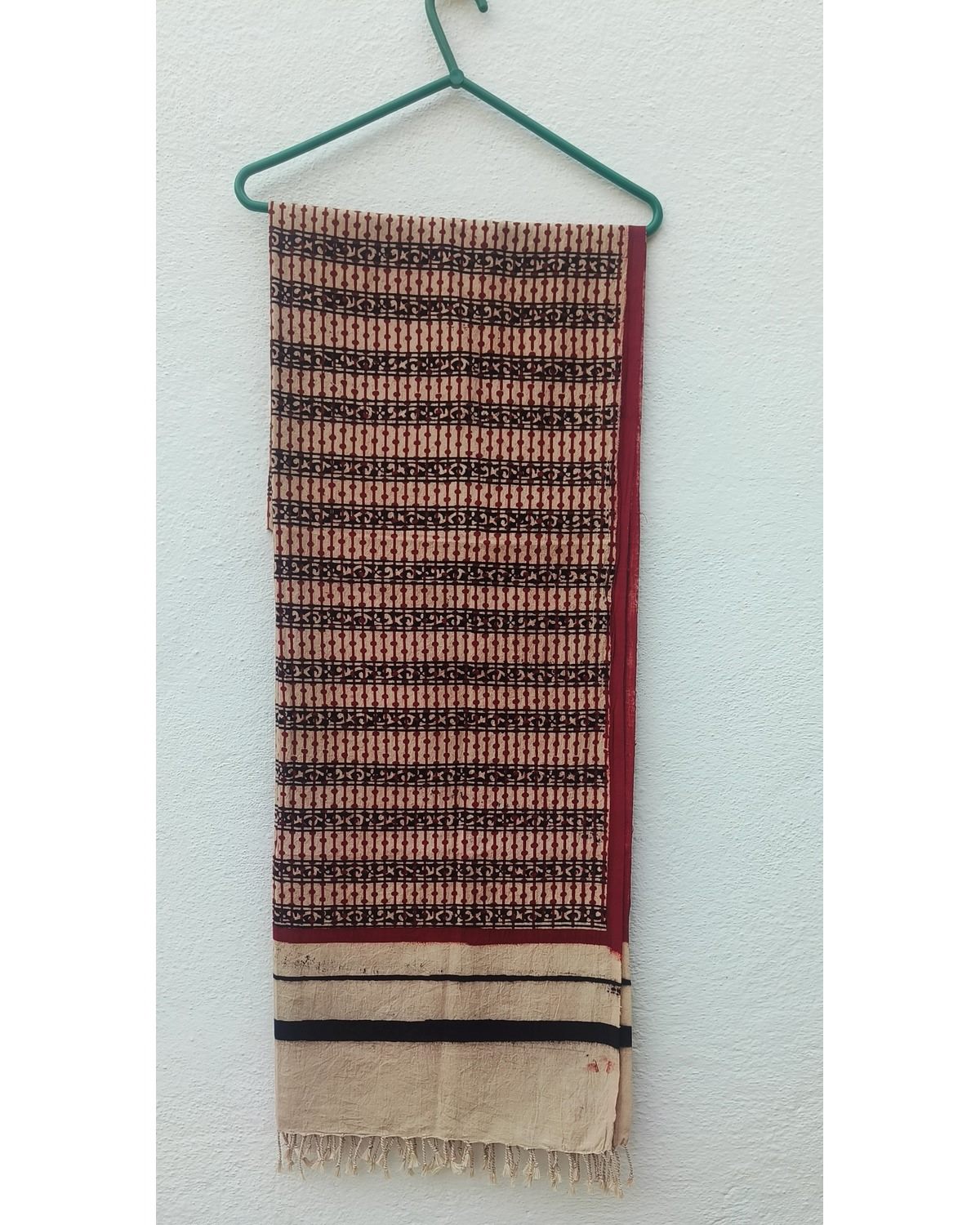 Hand Woven with Hand Block Print Stole