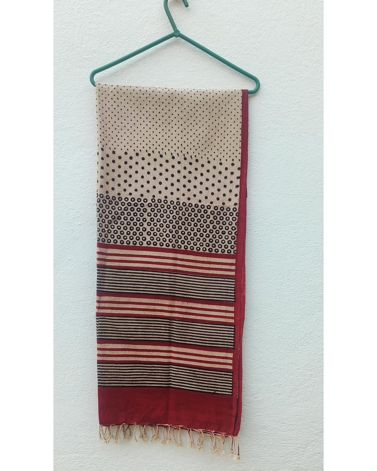Hand Woven with Hand Block Print Stole